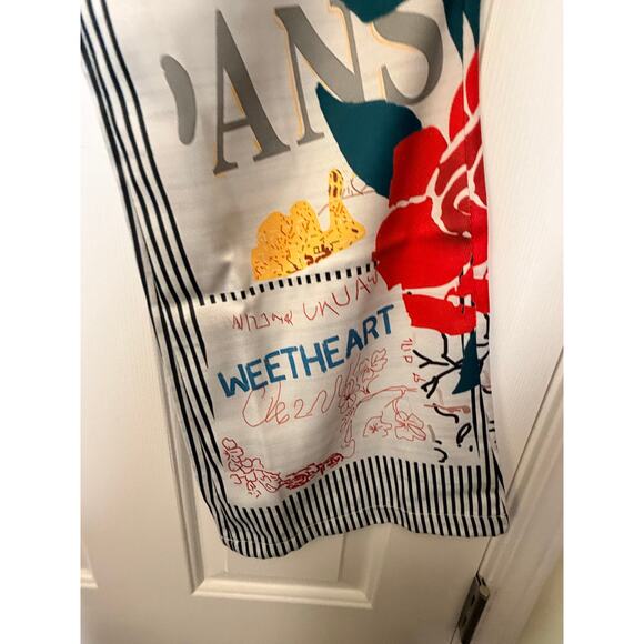 Vintage style Striped Patchwork Wide Leg Pants Floral Retro Travel Print –Size M - Picture 4 of 12